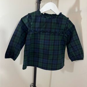 Crewcuts tartan plaid ruffle blouse